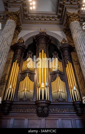 Organ pipes at The Cathedral Church of Saint Philip, Birmingham, UK Stock Photo