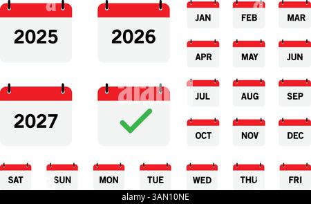 Minimalist Calendar or appointment schedule icon set for apps and websites Stock Vector