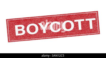 Red Grunge Protest Stamp Vector – Bold White Text on Distressed Rubber Rectangle Stock Vector