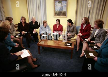Maria Rodham Sen. Barbara Mikulski, D-Md. holds a bumper sticker given to her by ...