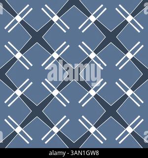 Seamless abstract geometric pattern with ornaments blue background for fabric banners home decor surface design packaging Stock Photo