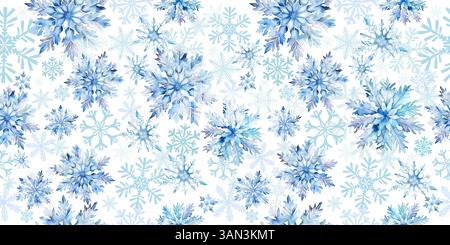 Seamless background watercolor snowflakes . hand drawing. Not AI, Vector illustrations Stock Vector