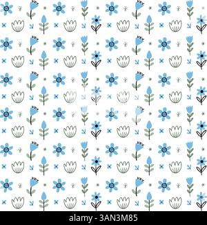 Seamless Floral Pattern for Kids Textile Design Stock Vector