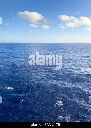 Clear blue ocean and sky with horizon, Atlantic Ocean Stock Photo