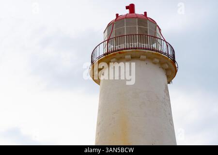 Point Ayr lighthouse on Talacre Beach in North Wales Stock Photo