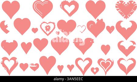 different style and shapes of heart vector icon set Stock Vector