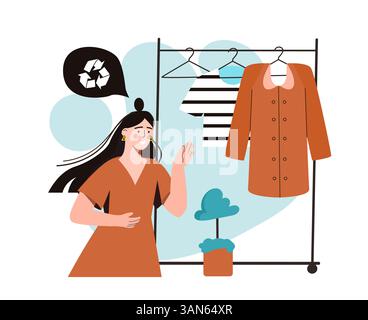 Sustainable Lifestyle concept. Woman promoting use of eco-friendly ...