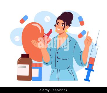 Kidney health and medical treatment concept. Vector illustration Stock Vector