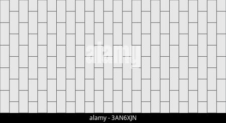 White ceramic vertical brick tile wall pattern. Subway, metro brick vector seamless background. Apron faience scandinavian bathroom, kitchen floor Stock Vector