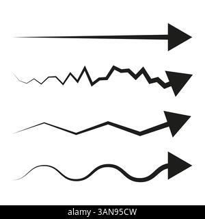 Arrow line symbol. Wavy and zigzag. Business chart graphic. Vector direction shape. Stock Vector