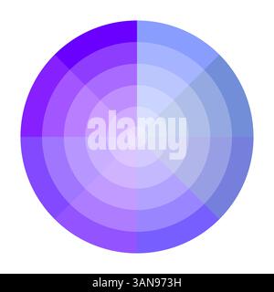 Purple blue circle. Abstract radial chart. Vector sector diagram. Gradient color ring. Stock Vector