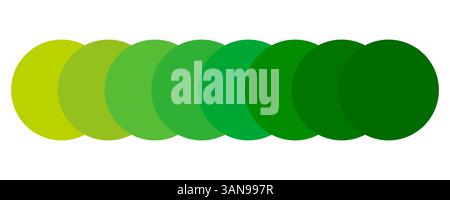 Green palette tones. Circular gradient range. Color variation vector. Fresh nature scheme. Stock Vector