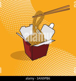 Vector illustration of red noodle box Stock Vector