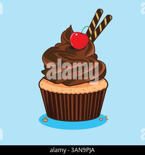 A cute cupcake chocolate vector illustration Stock Vector