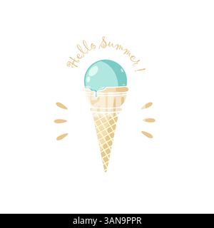 Vector illustration of ice cream poster hello summer Stock Vector