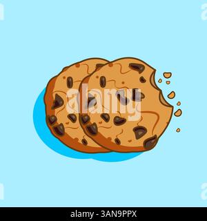 Vector illustration of bitten cookies chocolate chip Stock Vector