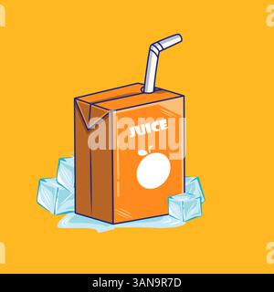 Vector Illustration of orange juice paper box Stock Vector