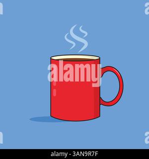 Red Hot Coffee Mug Flat Vector Design Cartoon illustration Stock Vector