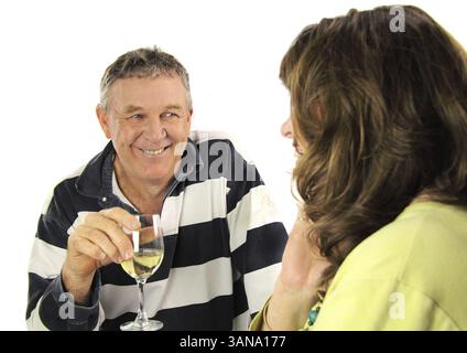 Middle aged couple having a conversation over lunch Stock Photo