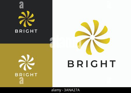 Bright Logo Business Abstract Rotate Pinwheel Gold Mill Burst Firework Creative Stock Vector