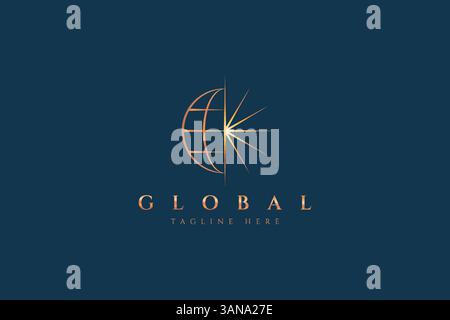 Innovative Global Logo Business Linear World Map Web Internet Connection Stock Vector