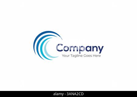 Blue Twirl Logo Abstract for Global Business Company Technology Network Modern and Minimalist Concept Stock Vector
