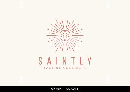 Shiny Bright Light Logo Abstract Sun Vintage Sign Symbol Art Decorative Stock Vector