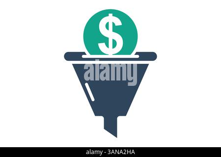 Sales funnel icon. solid icon style. icon related to digital marketing. business elements vector illustration Stock Vector