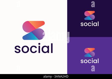Abstract Letter S Logo Mobile App Software Business Technology and Social Media Icon Brand Stock Vector
