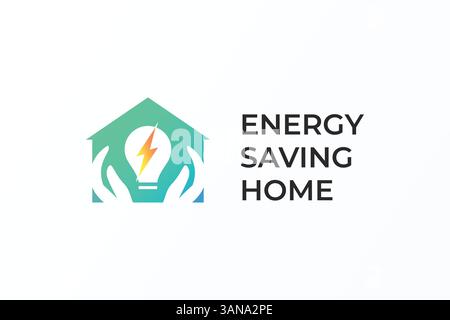 Energy Saving Home Logo Concept. Electrical and Energy Usage Control for Daily Living Stock Vector
