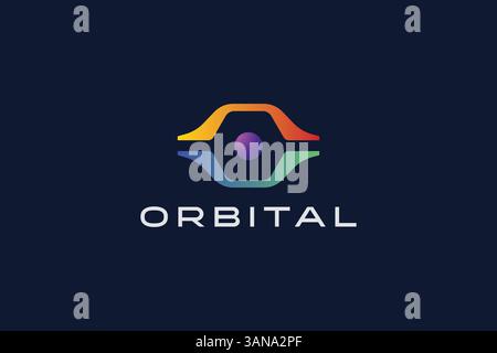 Orbital Logo Tech Mobile App Software Sign Symbol Network Internet Stock Vector