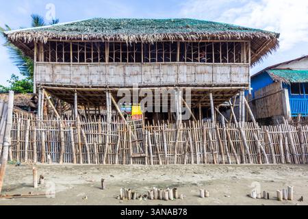 A native Filipino house or bahay kubo made of bamboo and nipa palm ...
