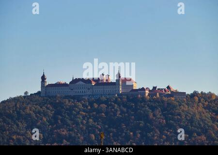 Wachau Valley, Austria - October 24, 2021: Gottweig Abbey on a hill in the Wachau Valley in Lower Austria on a sunny autumn day. Stock Photo