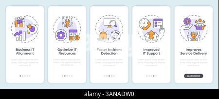 ITIL benefits onboarding mobile app screen Stock Vector