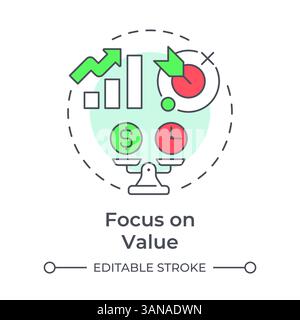 Focus on value multi color concept icon Stock Vector
