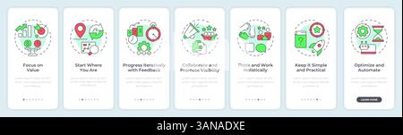 ITIL guiding principles onboarding mobile app screen Stock Vector