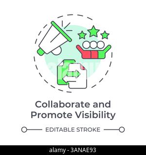 Collaborate and promote visibility multi color concept icon Stock Vector
