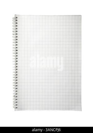 a squared notebook with a metal spiral on a transparent surface Stock Photo