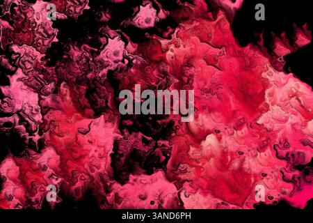 Abstract red and black mixing colors creating marble effect background Stock Photo
