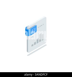 isometric vector audio file icon, in color on a white background, audio file format designation Stock Vector