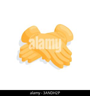 isometric vector construction gloves, in color on a white background, protective work gear or hand protection Stock Vector