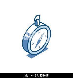 isometric vector compass linear icon, in color on a white background, the right direction or orientation to the cardinal points Stock Vector
