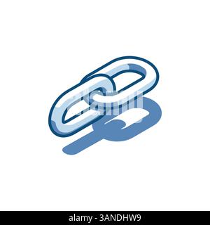 isometric vector chain links linear icon, in color on a white background, strong connection or pinned link Stock Vector
