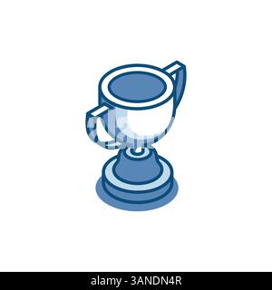 isometric vector cup linear icon, in color on a white background, competition win or winner award Stock Vector