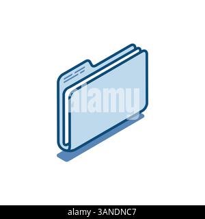isometric vector folder linear icon with document, in color on a white background, design element or paper work with data Stock Vector