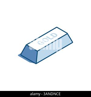 isometric vector gold bar linear icon, in color on white background, bank and finance or capital Stock Vector