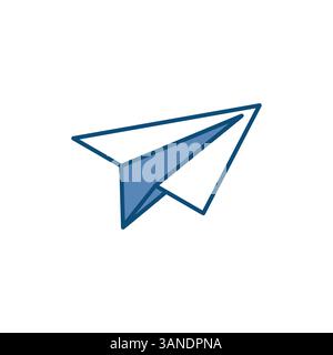 isometric vector paper plane linear icon, in color on white background, sent message or mail Stock Vector