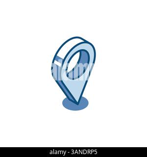 isometric vector location linear icon, in color on white background, geolocation or destination Stock Vector