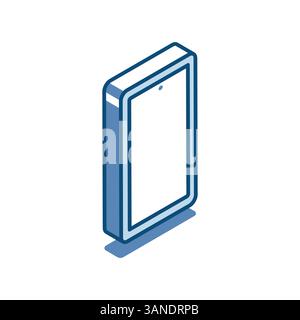 isometric vector smartphone linear icon, in color on white background, mobile communication or gadget Stock Vector