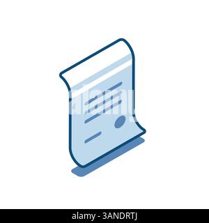 isometric vector sheet of paper linear icon with stamp, in color on a white background, diploma or document Stock Vector